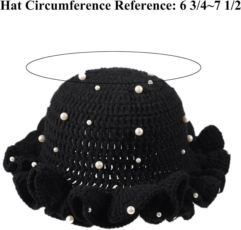 Ahouws Crochet Bucket Hat Women Trendy Knit Floppy Cap Cute Boho Handmade Beanies Outdoor Boho Travel Fishing Hat - Image 2
